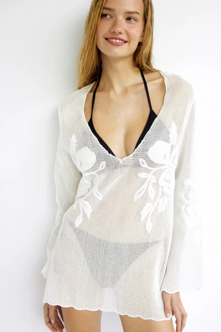 Женское пляжное платье H&M из хлопка, белое