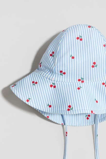 light blue/cherries