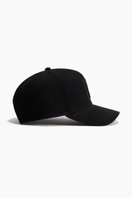 Мужская кепка H&M из хлопка с вышивкой, черная