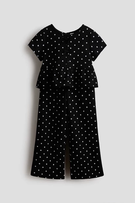 Детский комплект из 2 предметов H&M из фактурного джерси, черный в горошек