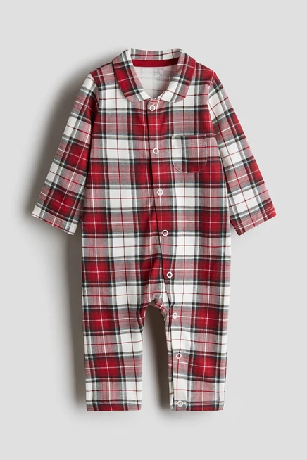 Пижамный комбинезон для младенцев H&M, красно-белая клетка