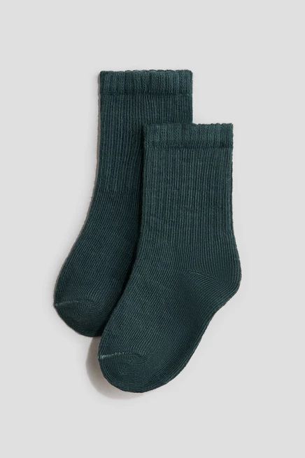 Детские носки H&M, 5 пар, темно-зеленые и бежевые