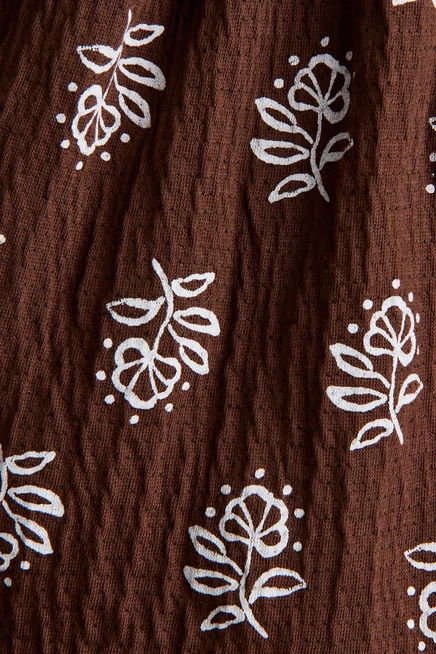 Комплект H&M: топ и юбка, тёмно-коричневый с цветами