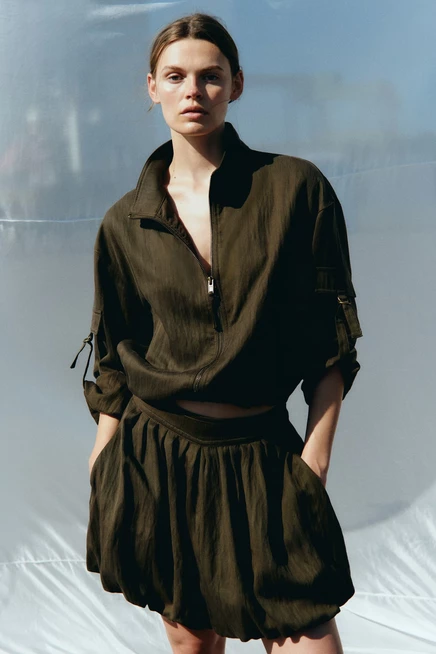 Женская куртка H&M оверсайз из твила, темно-хаки