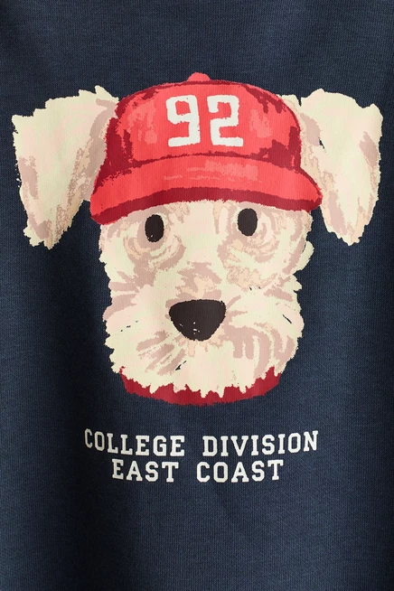 Printed Brushed-Inside Sweatshirt navy blue/dog