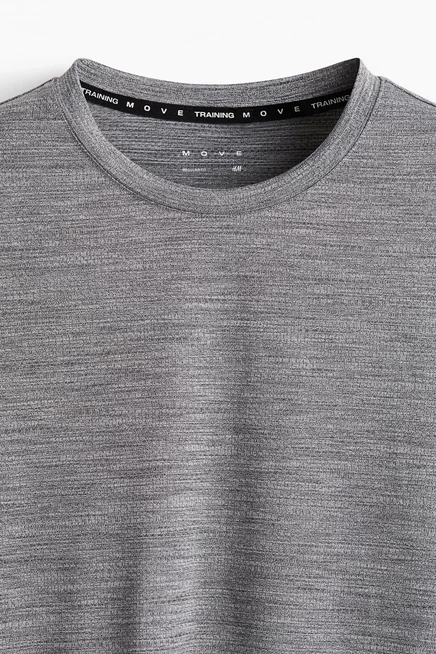 Мужская спортивная футболка H&M с технологией DryMove, серый меланж