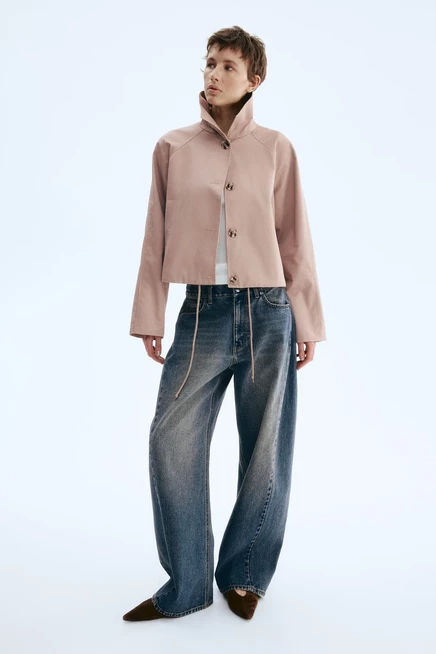 Женская куртка H&M из саржи, пыльно-розовая