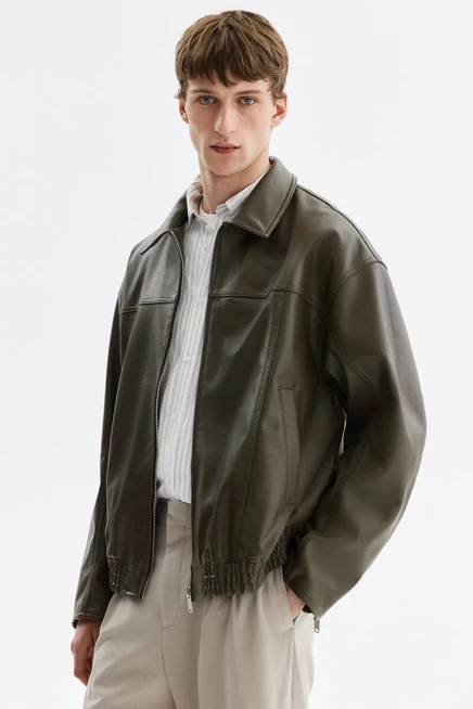 Мужская куртка H&M Coated, хаки-зелёная