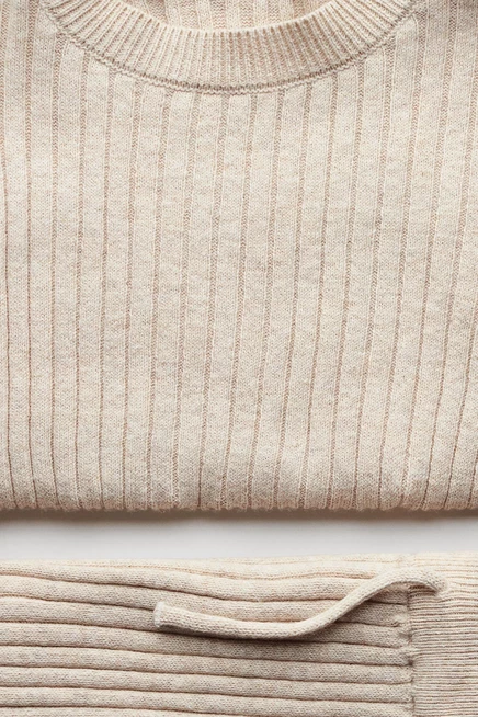 2-Piece Wide-Rib Cotton Set light beige