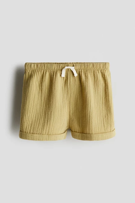 Детские муслиновые шорты H&M из хлопка, зеленые
