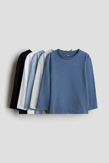 Детские лонгсливы H&M, 5 шт., темно-синие и голубые