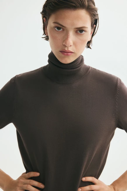 Женский водолазочный топ H&M, темно-серо-коричневый