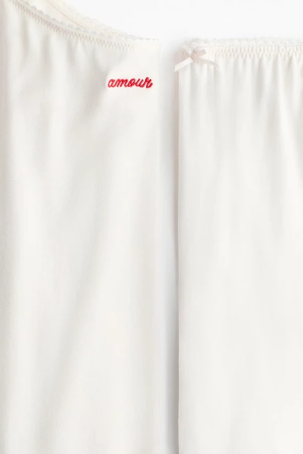 Женская пижама H&M из вискозы, белая с принтом «amour»