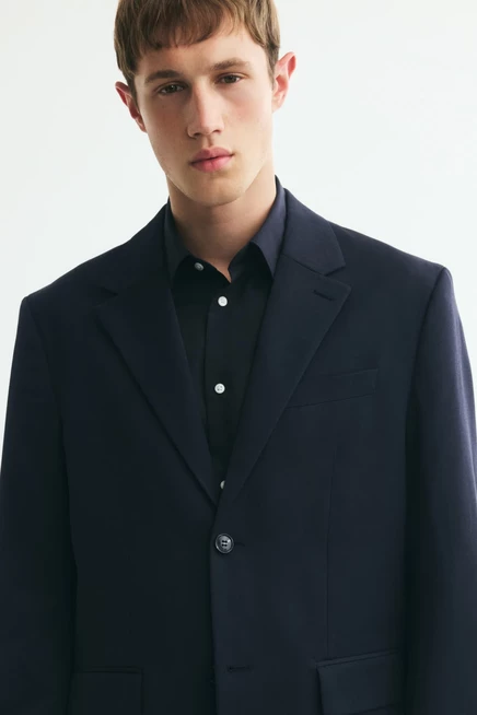 Мужской пиджак H&M из шерстяной смеси, темно-синий