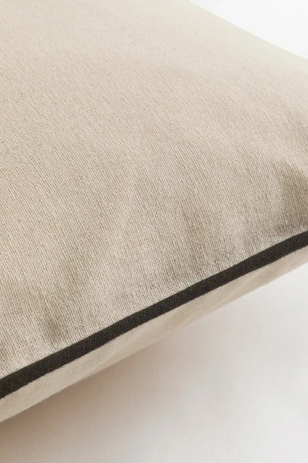 Embroidered-Motif Cotton Cushion Cover light beige/flower