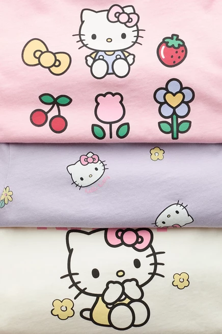 Набор из 3 детских футболок H&M Hello Kitty, розовые