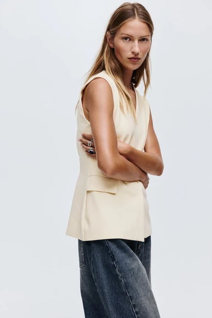 Женский жилет H&M удлиненный, кремовый