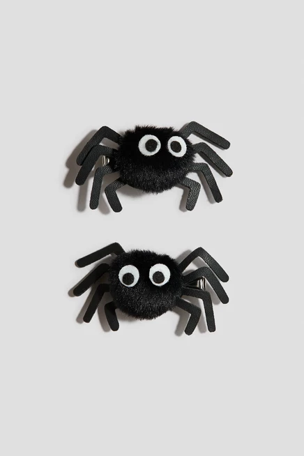 2-Pack Spider Hair Clips black/spiders