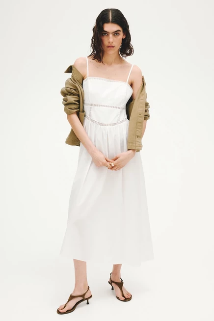 Женское платье H&M из хлопка на завязках, белое
