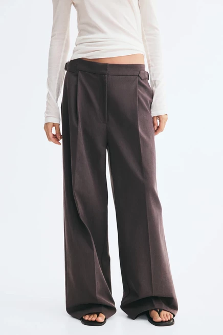 Wide-Leg Dress Pants dark brown