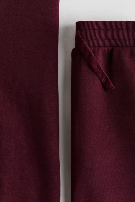 2-Piece Brushed-Inside Sweatshirt and Joggers Set dark red