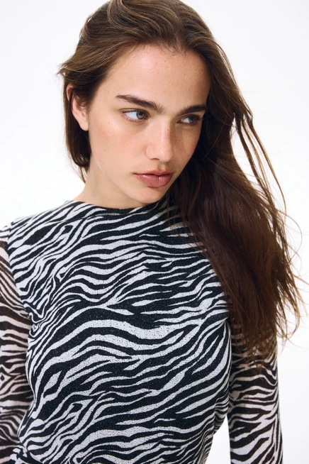 Женское платье H&M с завязками, черное, принт зебра