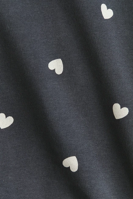 Oversized Brushed-Inside Hooded Jacket dark gray/hearts