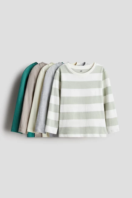 Детские лонгсливы H&M, 5 шт., зеленые и бежевые