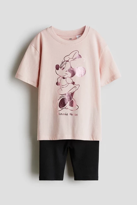 Детский комплект H&M, футболка и велосипедки, розовый/Минни