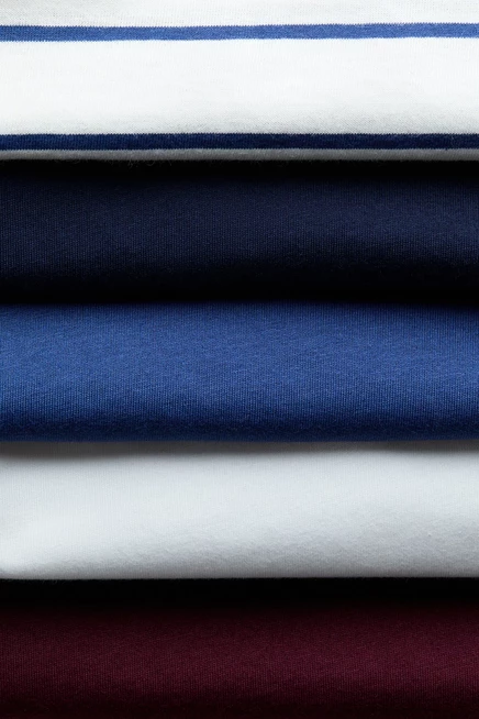 5-Pack Cotton T-Shirts blue/red/white