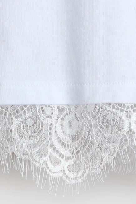 Lace-Trimmed Cotton T-Shirt white