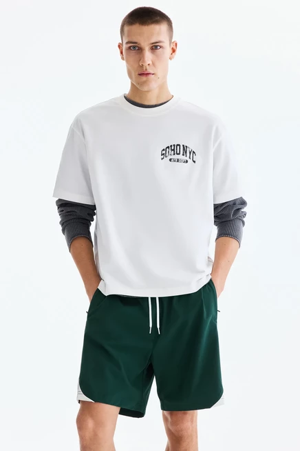 Мужские спортивные шорты H&M, темно-зеленые/колор-блок