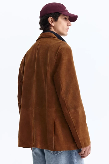 Мужской пиджак H&M из замши, коричневый