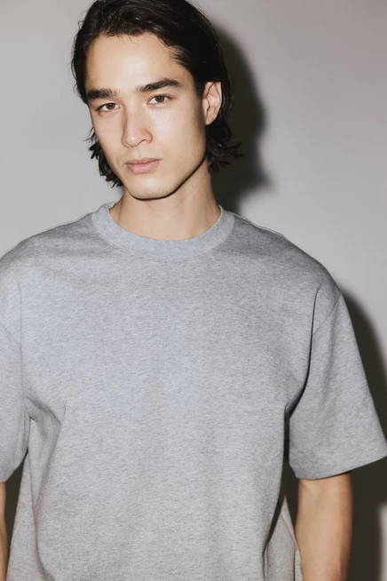 Мужская футболка H&M Cooling Relaxed-Fit, серо-меланжевая