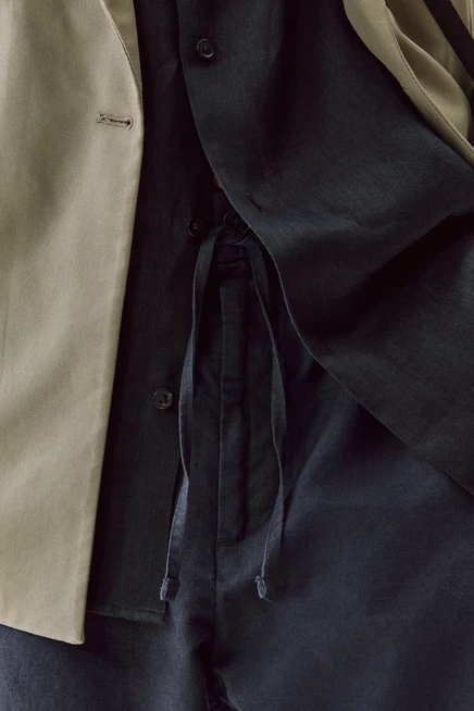 Мужские брюки H&M из хлопка с льном, темно-синие