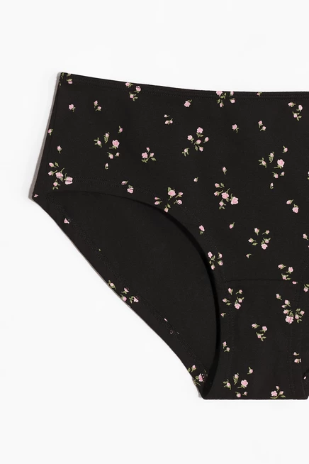 Женские трусы-хипстеры H&M 5 шт. хлопок, черные/беж/серый меланж