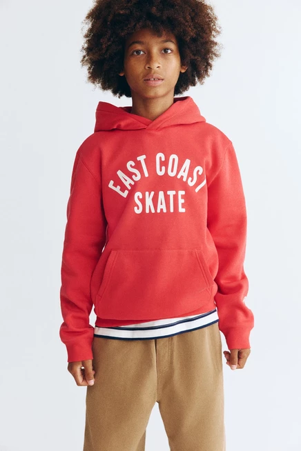 Детское худи H&M с принтом East Coast Skate, красное