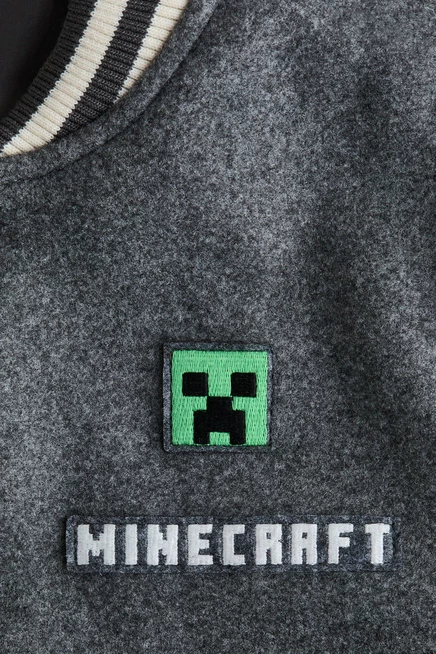 Детская куртка-бомбер H&M с мотивом Minecraft, серая