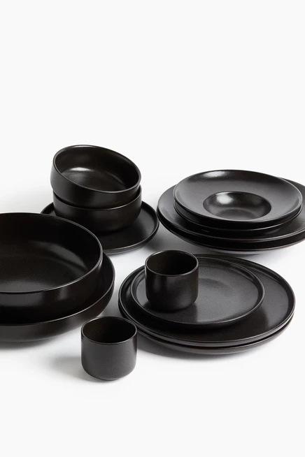 Сервировочная миска из керамогранита с реактивной глазурью black