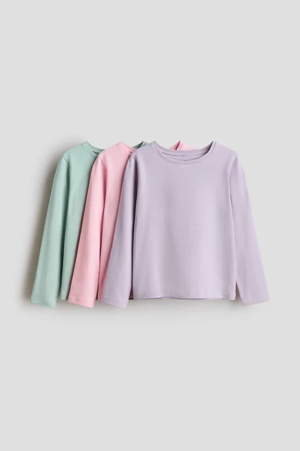 Детские лонгсливы H&M, 3 шт., светло-лиловые