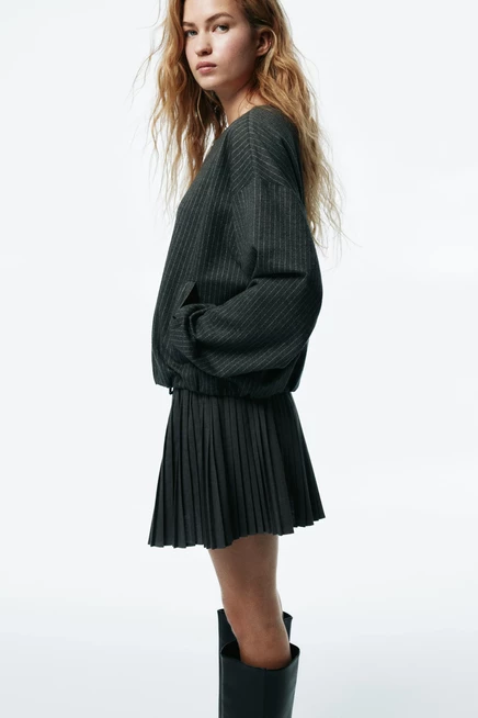 Женская куртка H&M Oversized Jersey, серый меланж