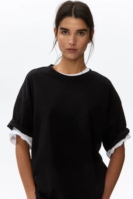 Женская оверсайз-футболка H&M, черная