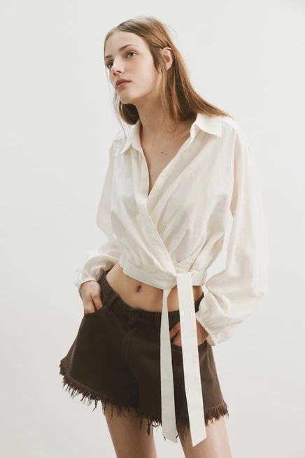 Женские шорты H&M с высокой талией, коричневые