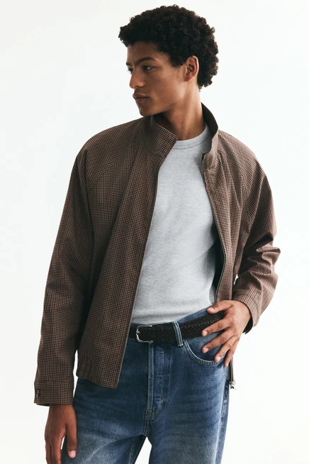 Мужская куртка H&M Harrington, коричневая в гусиную клетку