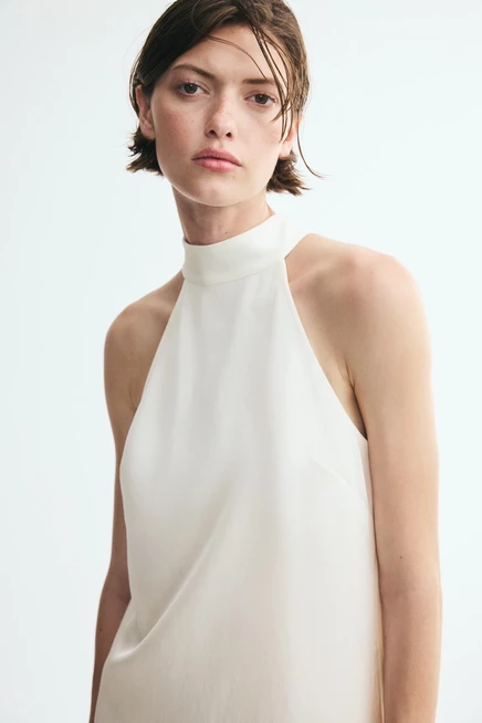 Женское платье H&M с завязками и асимметричным низом, кремовое