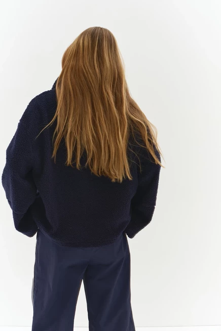 Плюшевая флисовая куртка на молнии до половины длины navy blue