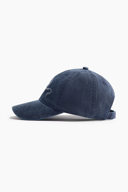 Embroidered-motif Twill Cap dark denim blue/atelier