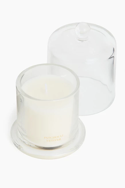 Scented Candle with Cloche Lid patchouli vetiver