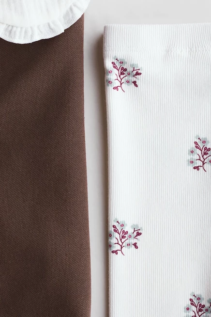 2-Piece Printed Set dark brown/floral