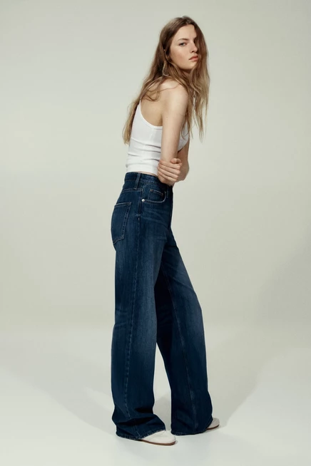 Женские джинсы H&M Ava широкие, тёмно-синие